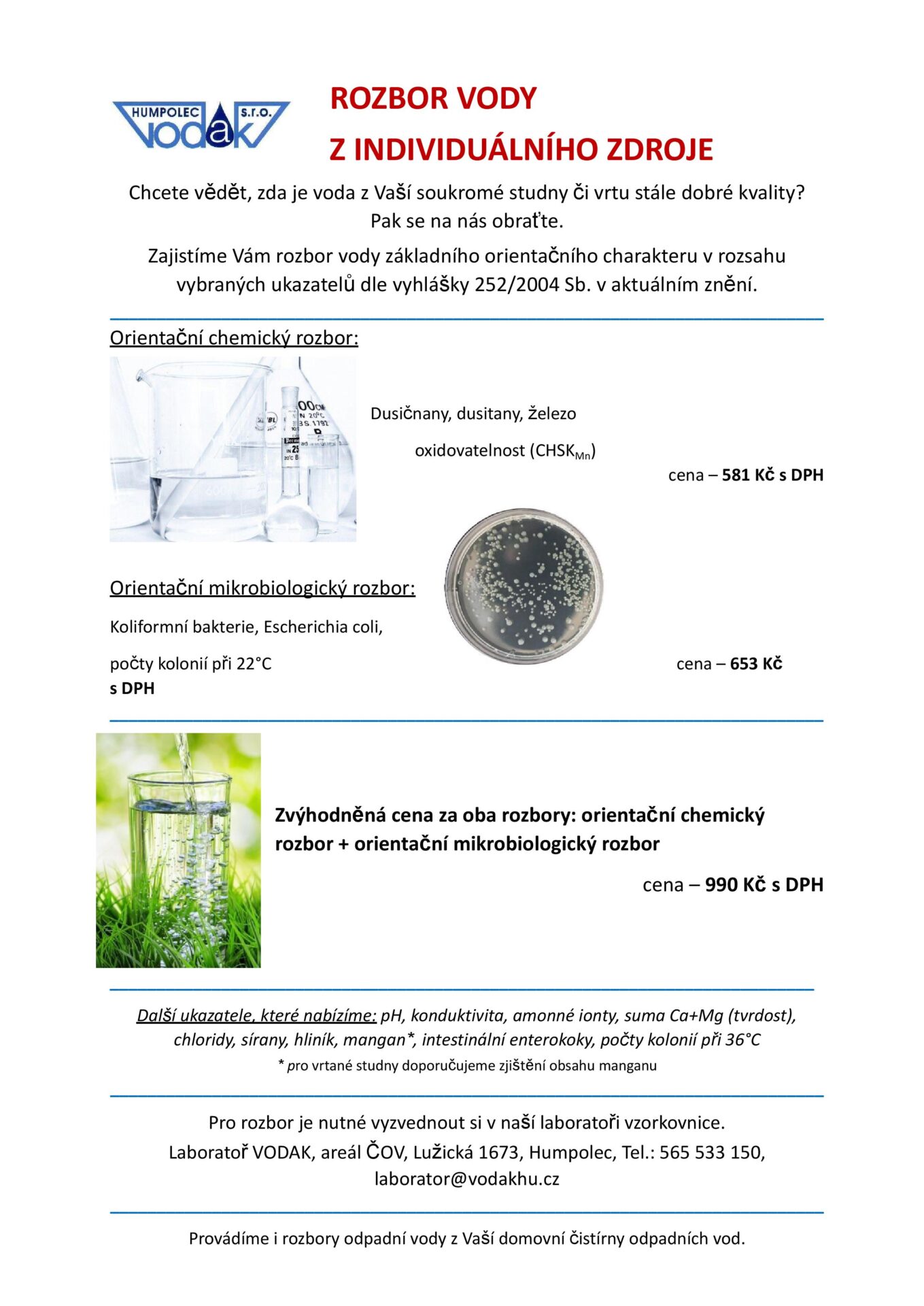 Akční nabídka - rozbor vody 2025
